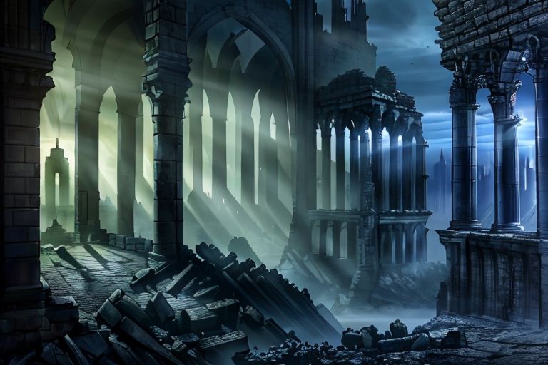 (masterpiece:1.2), (best quality,:1.2), 8k, HDR, ultra detailed, ((photorealistic)), professional light, cinematic lighting, fashion photography, ambient lighting,<lora:detail_slider_v4:3>, ruins of a sinister tower on a hill, magical lights, FanRu <lora:FantasyRuins-10:0.9>, epiCPhoto