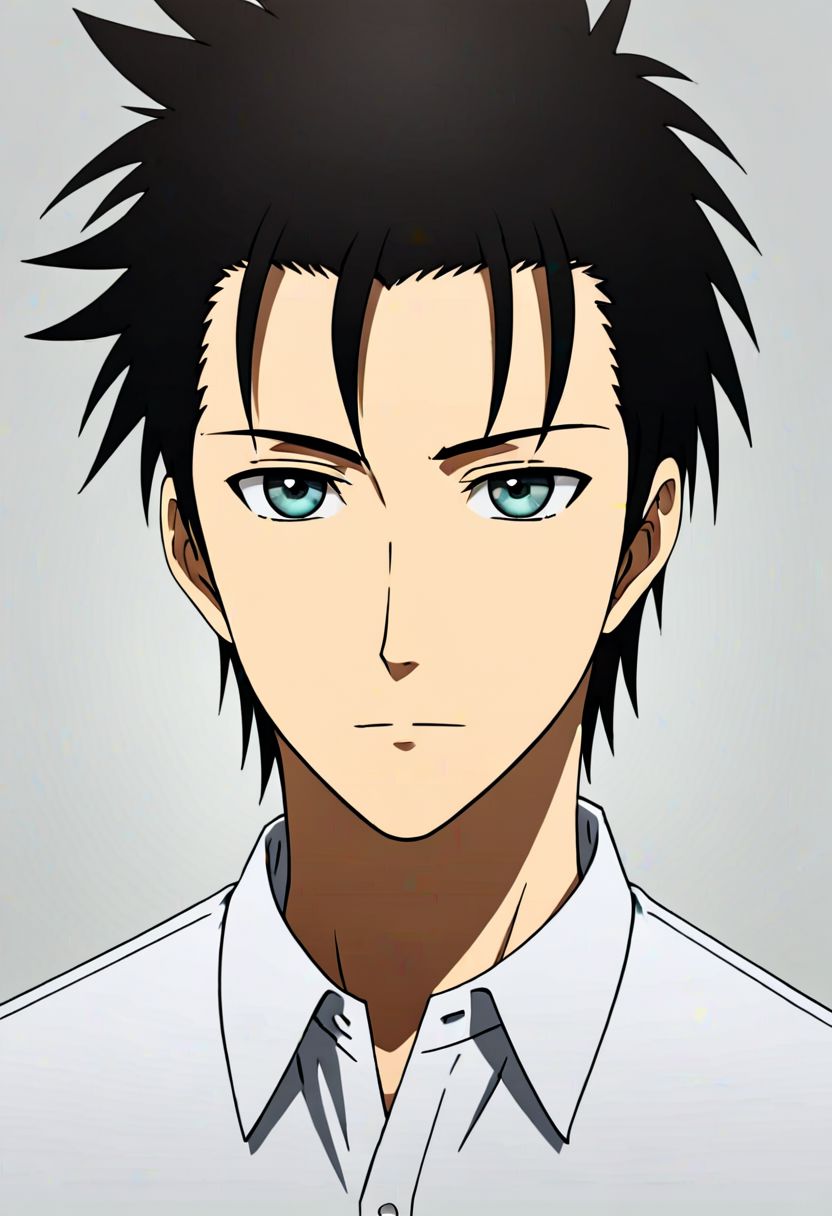 Highres, Masterpiece, High Quality, 4K, 8K, solo, 1Boy, Soujirou Agata, borown eyes, black hair, Shirt, passport_photo_style, looking at viewer, focused gaze forward, plain background, straight body, head upright, easynegative, detailed_eye_model
