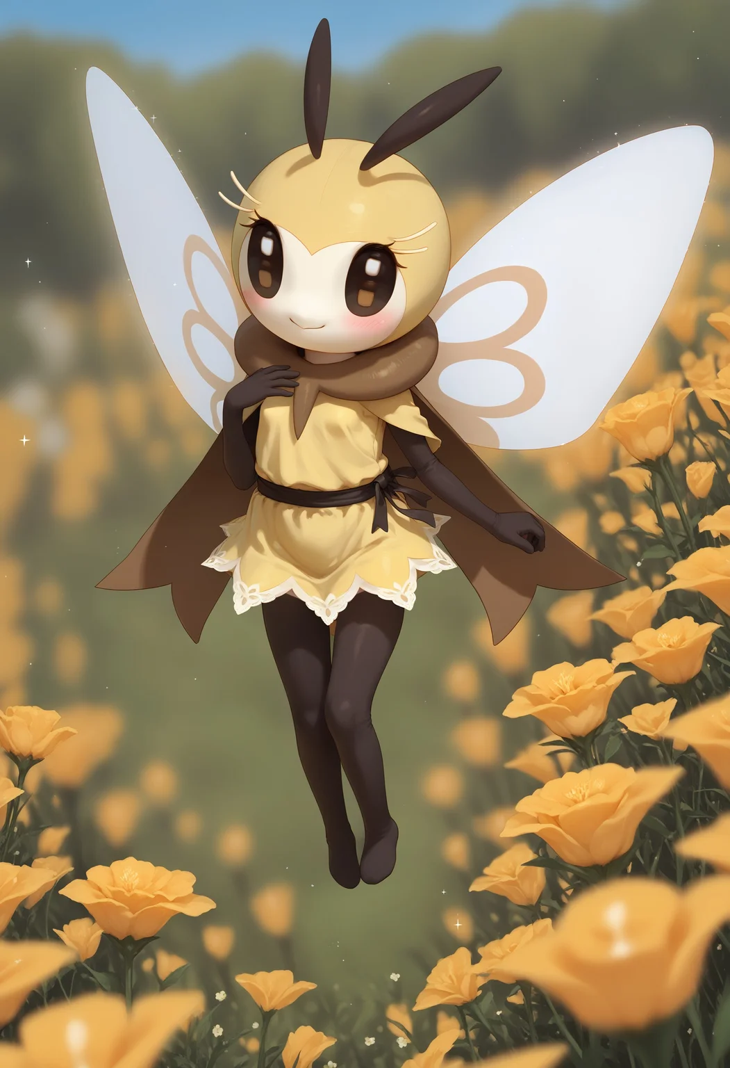 score_9, score_8_up, score_7_up, 8k, source_anime, flower field, (dutch angle), (amazing scenery, particles, godrays), blurry
BREAK
moc, (1girl, pokemon (creature), transparent wings, ribombee, anthro), small breasts, blush, long intricate dress, royal, queen bee, cape, (flying), micro, hand on own chest, cute smile, looking at viewer,
<lora:5b7dead8-0d27-4213-a698-0348d326732e:5.0>, <lora:4b571537-d57c-4d84-9d24-d39fcf54c682:0.5>, <lora:0822f1bc-be9c-42f2-a563-5e7c17e10639:0.6>, <lora:858c2d5a-f9ae-453a-b9cc-c3b52e752198:1.0>