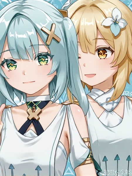 detailed background, shiny skin, rating safe,
<lora:cifalu.pony:1>,
faruzan, lumine, 2girls, yuri,
<lora:aogiri.pony:1> aogiri