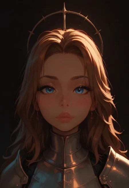 score_9, score_8_up, score_7_up, score_6_up, 1girl, solo,wearing shiny knight armor,knight armor, cute freckled face, cute round face, thin waist, short, lidded eyes, full body shot,steamy, golden hour lighting, some skin visible,warm lighting, good lighting, looking at viewer