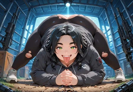 IllusP0s, PonyScores7, source_anime, ah1, IllustriousQual, interesting, exciting, spectacular, wonderful, amazing quality, absolutely eye-catching, very awa, <lora:DetailerILv2:0.3>, Jeddtl02,
BREAK <lora:xl_more_art-full_v1:0.2>, <lora:aesthetic_anime_v1s:0.2>, <lora:detailxl:0.2>, detailxl, amazing quality, best aesthetic, absurdres, illustration, Volumetric_Lighting, ultra-detailed, very aesthetic, intricate details, best_quality, lazympos, <lora:Add_Details_v1.2:0.4>, <lora:quality_modifiers_masterpieces_v1:0.2>, anime style, <lora:HDA_Detailer:0.3>, <lora:natsumi_style:0.2>, <lora:by_usakun-pony:0.2>, by usakun, <lora:Akina_Bbw_Style_-_PonyXL:0.2>, AkinBw,
BREAK (((leaning forward with elbows on knees, hands clasped together, and a mischievous grin))), dynamic pose,
BREAK 1girl, mature female, (curvy), round-chin, caucasian, <lora:ETO_OC_Illustrius:0.5>, eto_oc, skindentation, (plump), thick thighs, wide hips, busty, voluptuous, round ass, gigantic breasts, <lora:plussizegirls_IL:0.3>, <lora:plussizegirls_pony:0.3>, <lora:shinyskin2:0.2>, glistening skin, HDA_FatGirlXL, <lora:perfection style:0.2>, perfection style, perfection,
BREAK ((black leggings with a black oversized hoodie and white sneakers)),
BREAK (curly hair), long hair, (black hair:1.4), (parted hair:1.7), messy hair, kinky curls, detailed hair, <lora:hairdetailpxl:0.2>, hairdetailpxl,
BREAK (half green and brown eyes), (colorful eyes), (multicolored eyes), (downturned eyes:1.4), expressive eyes, perfect eyes, eyes hd, detailed eyes, (round face:1.2), (thick eyebrows:1.3), (plump face), lips, <lora:Round_face:0.2>,
BREAK (((expression tongue out panting expression))), Expressive, emotional, looking at viewer, Face Detailed, <lora:Expressive_H:0.2>, Expressiveh, <lora:Emotional_Anime_Expressions_PonyXL_Concept:0.2>, <lora:Best_Facial_Expression_LoRA_PONY:0.2>, looking at viewer, <lora:Detailed expressive EXEV style -XL Pony V1.0:0.2>, FaceDetail, <lora:Best_Facial_Expression_Helper_XTREME_ILLU:0.4>, kaogei,
BREAK (((collapsed Rebel Base, Bent and twisted support beams, scattered blaster rifles and empty power packs, overturned bunk beds with torn mattresses, a holo projector lying smashed on the ground, a storage crate with its contents spilled out))), (((phonecard))), 4k, 8k, Ultra HD, Masterpiece, Best quality, Detailed background, foreshortening, extreme perspective, full_details, <lora:AddMicroDetails_Illustrious_v3:0.2>, addmicrodetails,