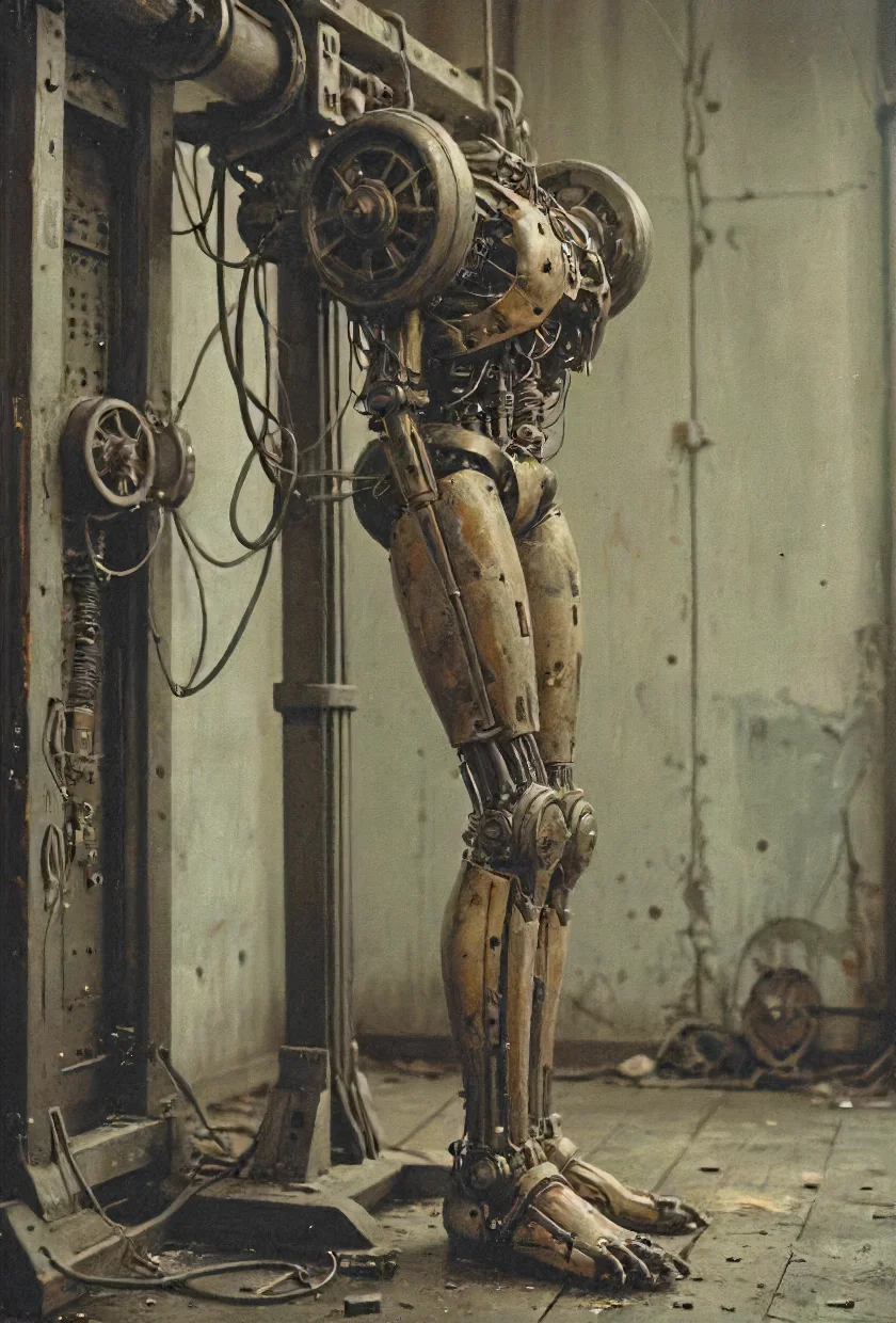 In the year 5555, your arms hangin' limp at your sides, your legs got nothin' to do, some machine's doin' that for you, distopia, <lora:Wizards_Vintage_Cinematic_scene:0.4>, <lora:EldritchCandids1.1.2:0.6>, <lora:tbh172-sdxl:0.3>, <lora:Netropolis_Movie_Style_SDXL:0.6>, <lora:lith_orwo_dokumentenpapierD_SDXL:0.3>, <lora:Dystopia:0.2>