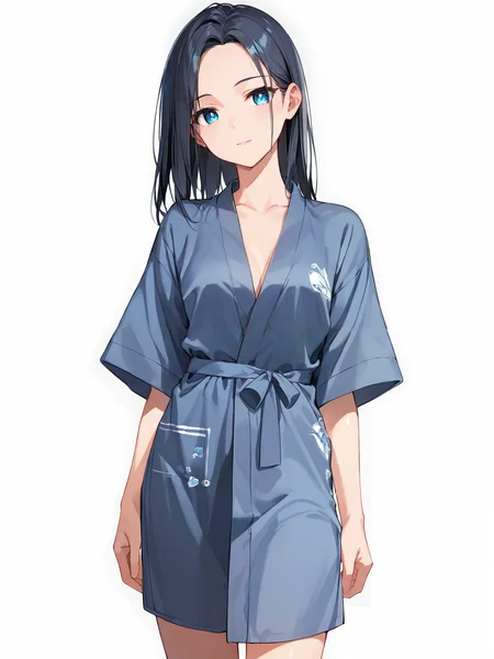 score_9, score_8_up, score_7_up,source_anime, high res image,masterpiece,best quality,girl,cute face,clear skin,shiny hair,ultra detailed eyes,simple background <lora:bathrobe_pony_V1.0:0.8> bathrobe,