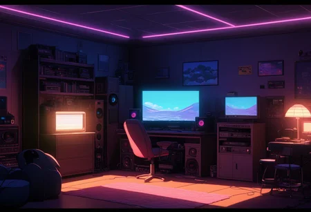 (Lo-Fi Room:1.2), UHD, 8k, F2.5, amazing shading, amazing lighting, anime, masterpiece, ultra detailed
