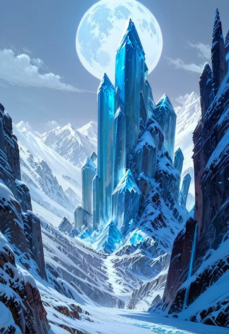 score_9, score_8_up, score_7_up, masterpiece, landscape, ice, ice world, snow, epiCPhoto, endless ice, cold moon, bleak world, long shadows, flat terrain
