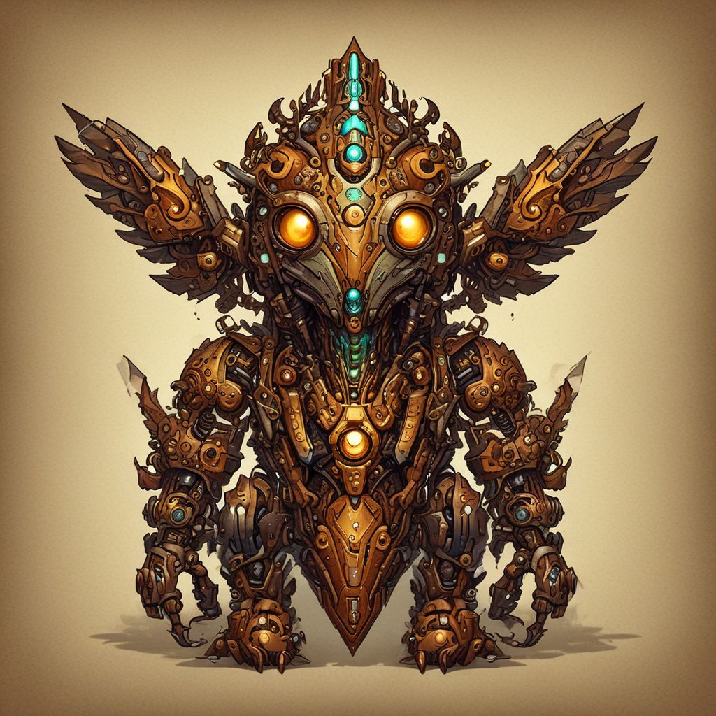 lumenarium, mechabird character, portrait view