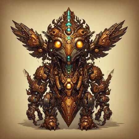 lumenarium, mechabird character, portrait view