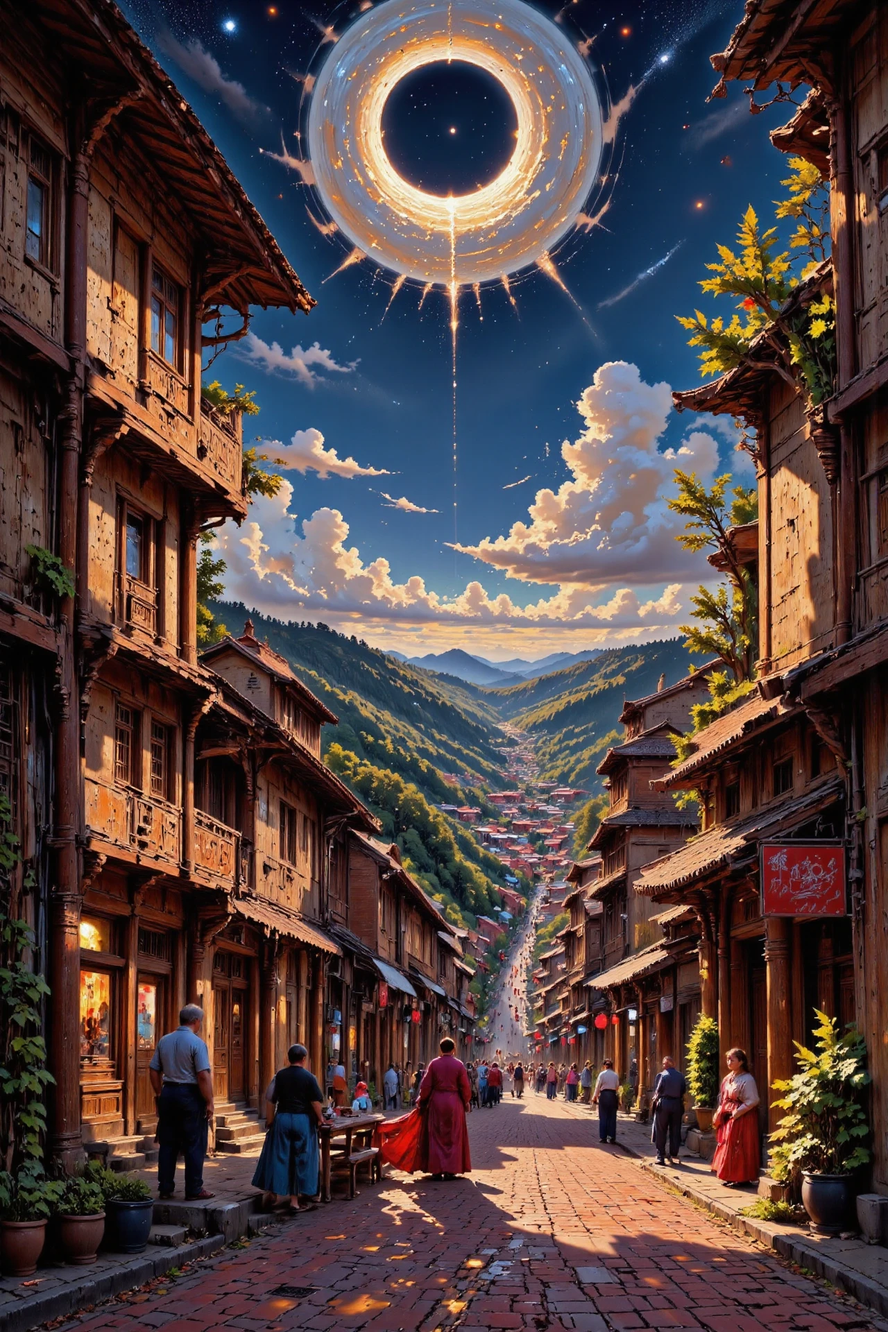 (street),  beautiful Bhutanese fantasy landscape,  evening, woman, intricate, very detailed, sharp, colorful, <lora:Hand v2:1> <lora:Anti-Blur:1> <lora:Insane Detail Slider:0.5>   <lora:Flux.1_Turbo_Detailer:0.6> <lora:flux-photo-transparent_Alpha_1.0:0.8> <lora:flux.1_lora_flyway_Epic-detail_v2:0.6> <lora:Painterly01b_CE_FLUX_AIT:0.8> pntrlyCE_style, <lora:VividlySurreal:0.8>  <lora:FluxMythP0rtr4itStyle:0.8> mythp0rt
