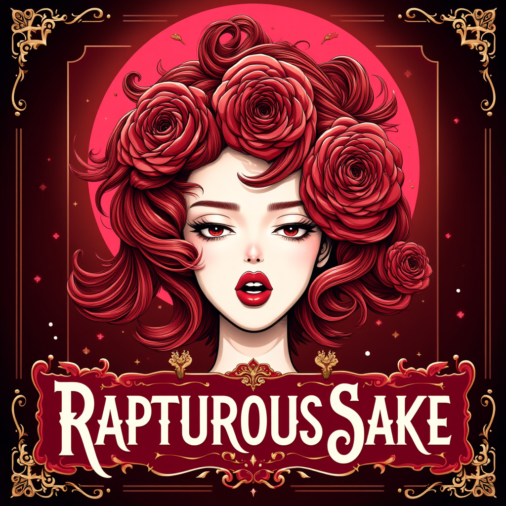 (Thick text, regal font at the bottom:Rhapsody for Rapturous Sake:2),
A  humanoid rose woman hybrid with ruby red lips,embodying feminine allure,The colors radiate a rich gloss,
<lora:Text_Logo_-_Style:1>,<lora:ink_splats_flux:0.4>,<lora:FluxDFaeTasticDetails:0.8>,