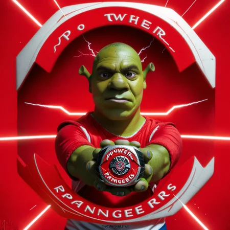 score_9, score_8_up, score_7_up
, masterpiece, beautiful,,
1 male, shrek, green skin
FMorphintime, Power Rangers logo, circular shape, red background, lightning effects, central figure, vibrant colors, dynamic composition, iconic branding, superhero theme, flashy visuals,outstretched hands, diagonal palm gesture, holding a Morpher, glowing energy effects, dynamic lighting, vibrant pink sparks, focused expression,, dramatic background, POV