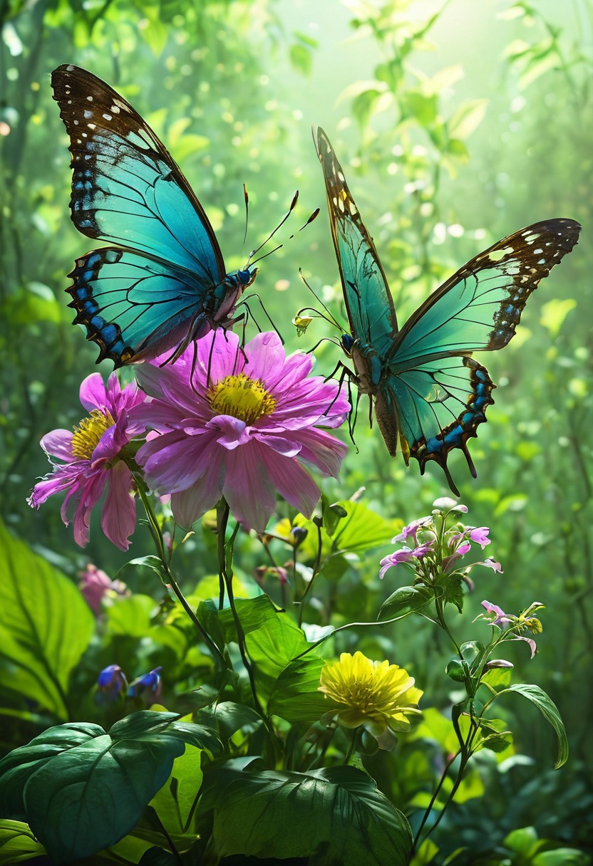 Gothic style (masterpiece, best quality, hyper-detailed, ultra-realistic, 32k, RAW photo), clear, epiCPhoto, magical fairy forest of glowing flowers, strong glowing flowers, spotlight on flowers, white mist, white mist, (giant flowers). Shamubo in the neon fog, mysterious, haunting, dramatic, ornate, detailed, in the style of eerily atmospheric dark fantasy, horror, 80s horror with bright colors, group of fairies, dimly lit, dark fantasy, vivid colors, bright colors, a group Fairies fly through the enchanted forest, chiaroscuro, lilac, pink, fairyforest, fairy, butterfly, flowers, subsurface scattering, sss, translucent