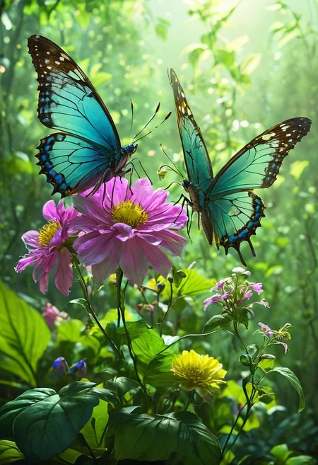 Gothic style (masterpiece, best quality, hyper-detailed, ultra-realistic, 32k, RAW photo), clear, epiCPhoto, magical fairy forest of glowing flowers, strong glowing flowers, spotlight on flowers, white mist, white mist, (giant flowers). Shamubo in the neon fog, mysterious, haunting, dramatic, ornate, detailed, in the style of eerily atmospheric dark fantasy, horror, 80s horror with bright colors, group of fairies, dimly lit, dark fantasy, vivid colors, bright colors, a group Fairies fly through the enchanted forest, chiaroscuro, lilac, pink, fairyforest, fairy, butterfly, flowers, subsurface scattering, sss, translucent