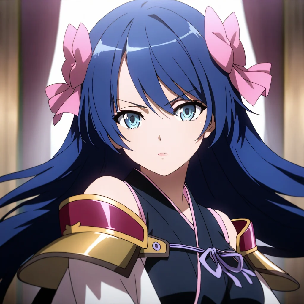 solo,anime coloring,looking at viewer,masterpiece,high score,great score,absurdres,
<lora:NiwaNagahide ag4o:1> niwanagahide, blue hair, long hair, blue eyes,japanese armor,