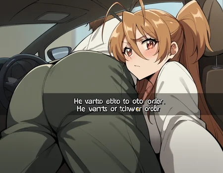 score_9, score_8_up, score_7_up, source_anime, <lora:rei-miyamoto-ponyxl-lora-nochekaiser:1>, rei miyamoto, long hair, brown hair, antenna hair, ponytail, large breasts, <lora:he-wants-to-order-ponyxl-lora-nochekaiser:1> he wants to order, he wants to order (meme), drive-thru, snapchat, side-view mirror, car interior, car seat, steering wheel, car interior, three quarter view, lying on person, selfie, 1boy, ass, pants,, blush,,