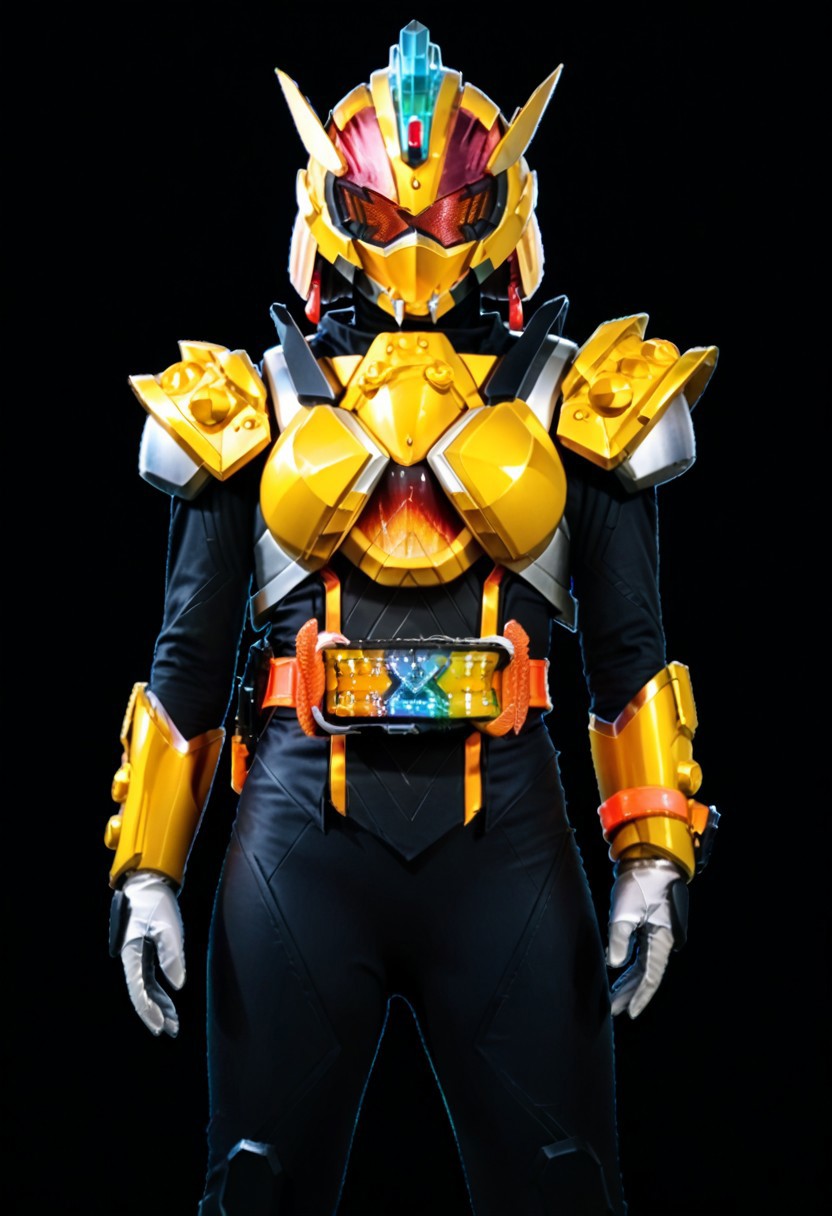 score_9, score_8, score_7, 1girl, alchemis, solo, armor, tokusatsu, bodysuit, helmet, rider belt, X