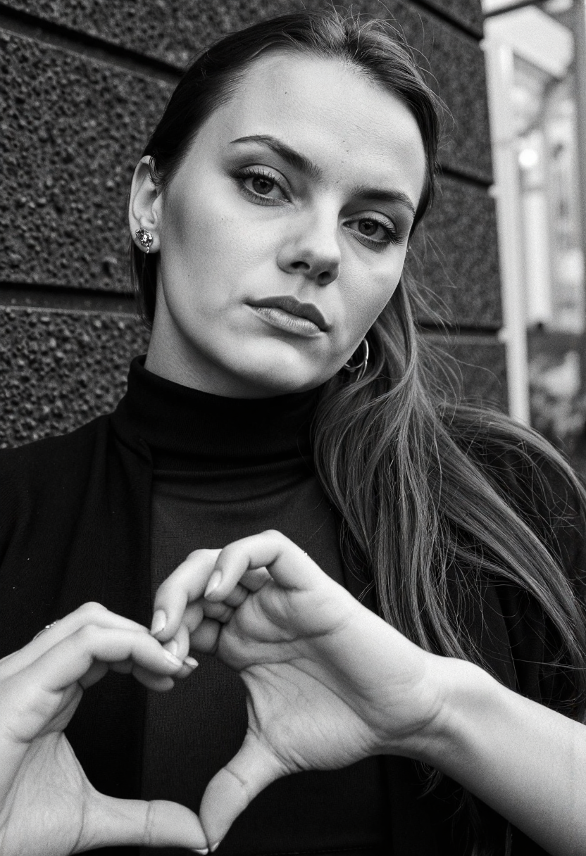 <lora:dafne-keen-dev2pro-lora:1>,DK woman,,Making a heart sign,Liechtenstein,Ilford XP2 400,Agfa Vista
