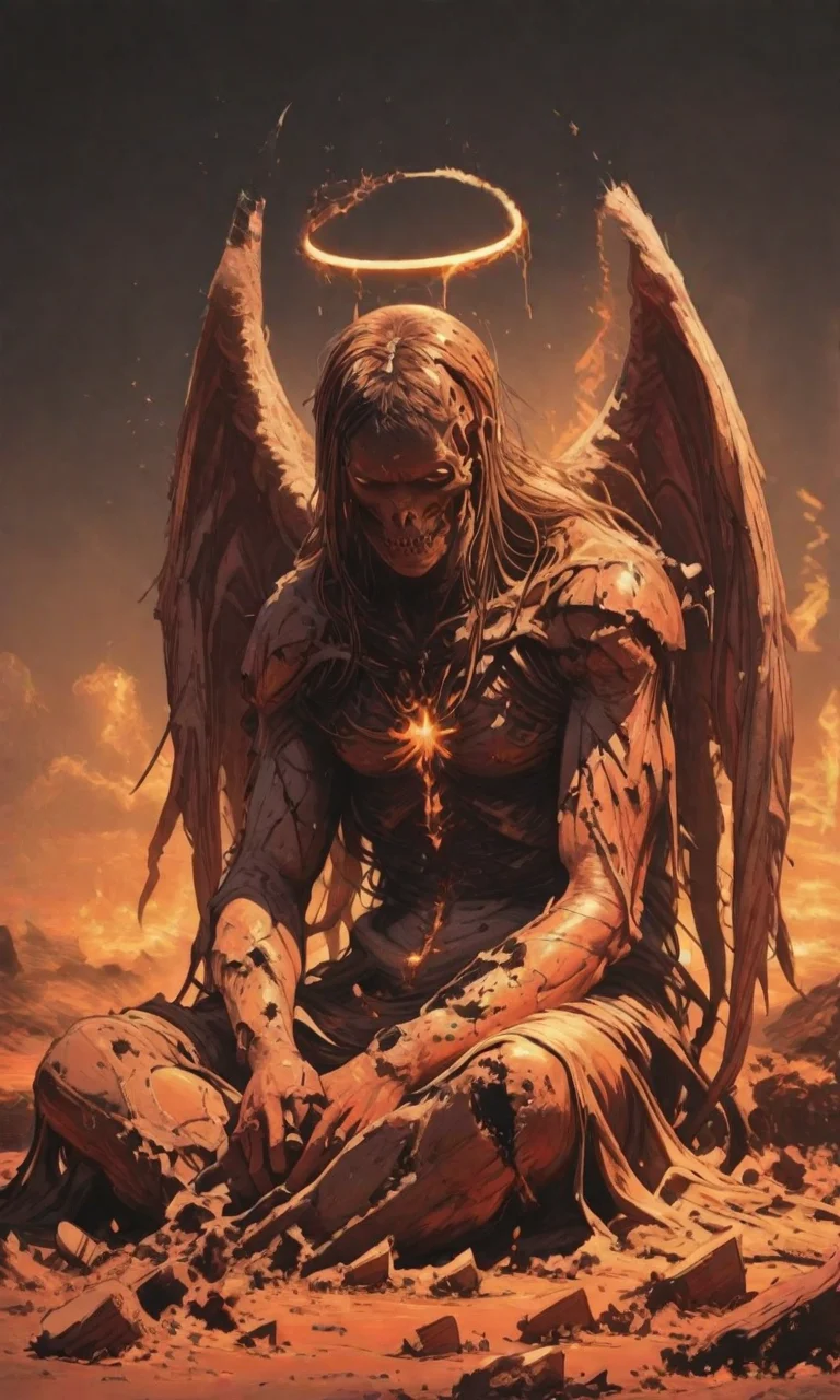 concept, sitting, [ angel | devil ] , [ heaven | hell ], broken, tattered, <lora:- iLL - the_edgy_mech_V2.0-step000013500:.8>, <lora:ck-shadow-circuit-IL:0.8> <lora:- iLL - master_of_slob_omnom_V1.0-step00003500:.8>