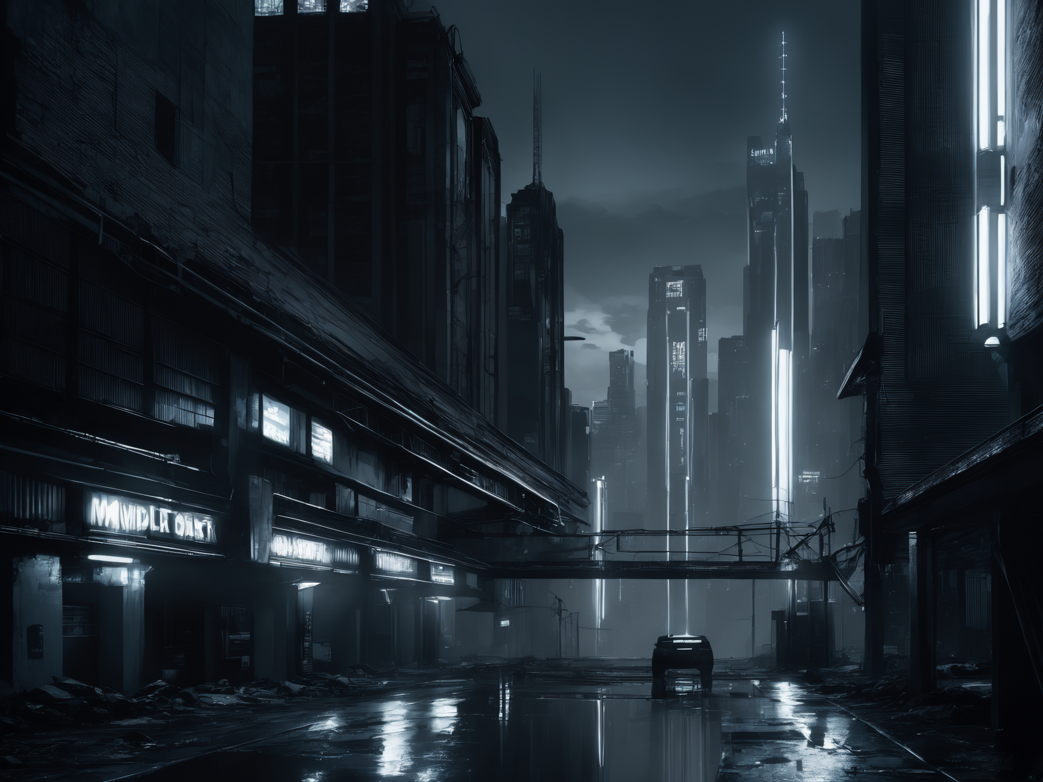 Dystopian style <lora:m3tr0pl3x3 :1>,m3tr0pl3x3,m3tr0pl3x3_city,m3tr0pl3x3_cityscape,m3tr0pl3x3_city lights,m3tr0pl3x3_street,m3tr0pl3x3_cyberpunk,, masterpiece, (photorealistic:1.4), best quality, beautiful lighting, prompt . . Bleak, post-apocalyptic, somber, dramatic, highly detailed