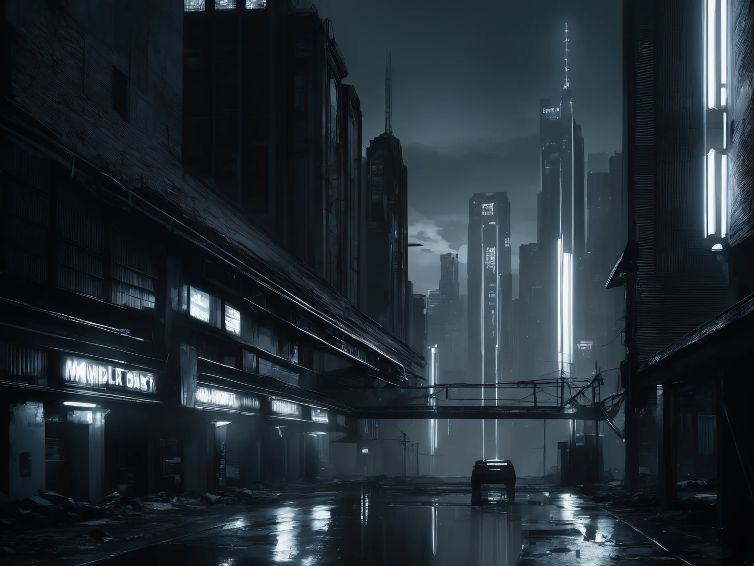 Dystopian style <lora:m3tr0pl3x3 :1>,m3tr0pl3x3,m3tr0pl3x3_city,m3tr0pl3x3_cityscape,m3tr0pl3x3_city lights,m3tr0pl3x3_street,m3tr0pl3x3_cyberpunk,, masterpiece, (photorealistic:1.4), best quality, beautiful lighting, prompt . . Bleak, post-apocalyptic, somber, dramatic, highly detailed