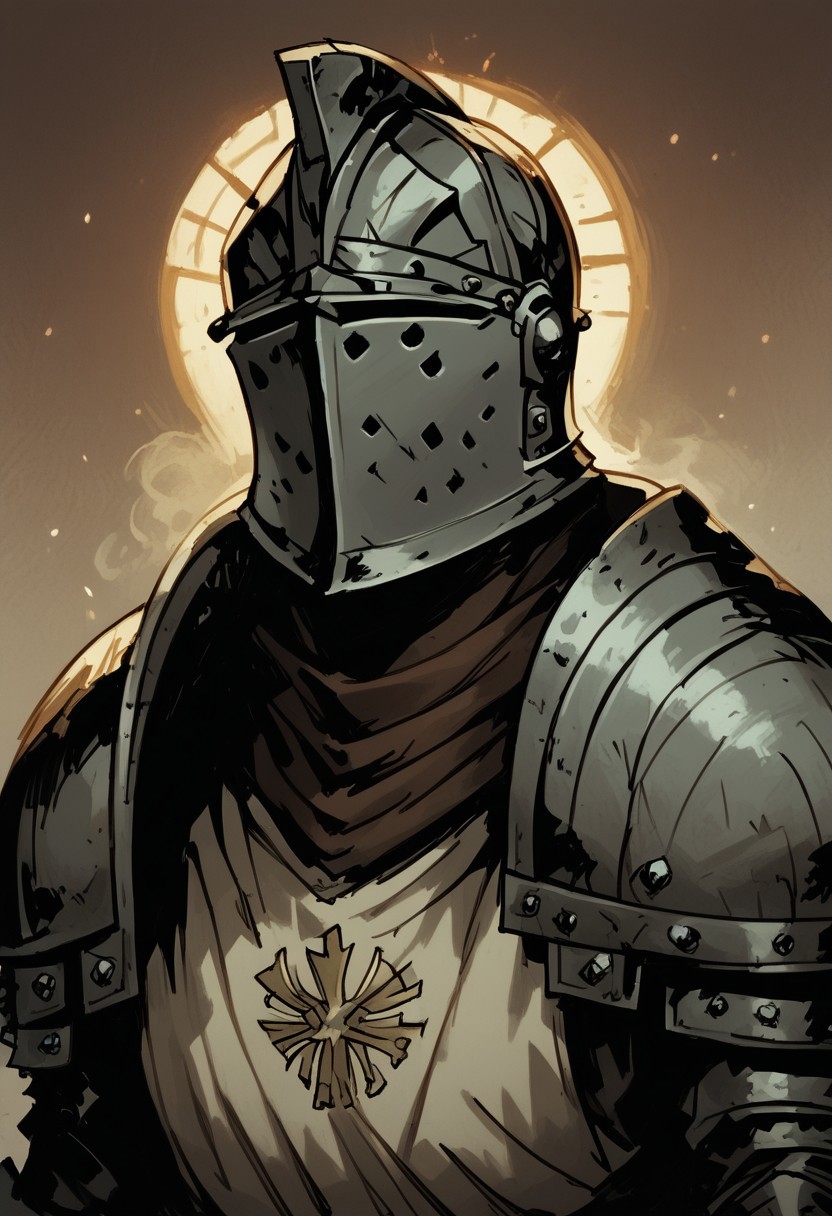 score_9, score_8_up, score_7_up, BREAK, 1boy, cowboy-shot, dramatic lights ((Reynauld. ReynauldDD. Crusader. CrusaderDD. DDCharacter, helmet, armor, knight))