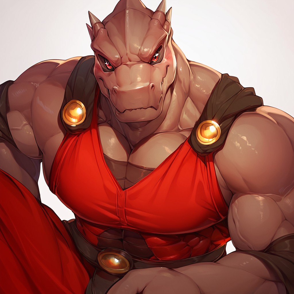 Score_9, score_8_up, score_7_up, score_6_up, score_5_up, score_4_up, Rak, red eyes, scalie,  bara, solo, 1boy, red robe, black sclera, zPDXL3 <lora:Rak_Wraithraiser:1.0> <lora:LUX_Style_Enhancer:1.0>