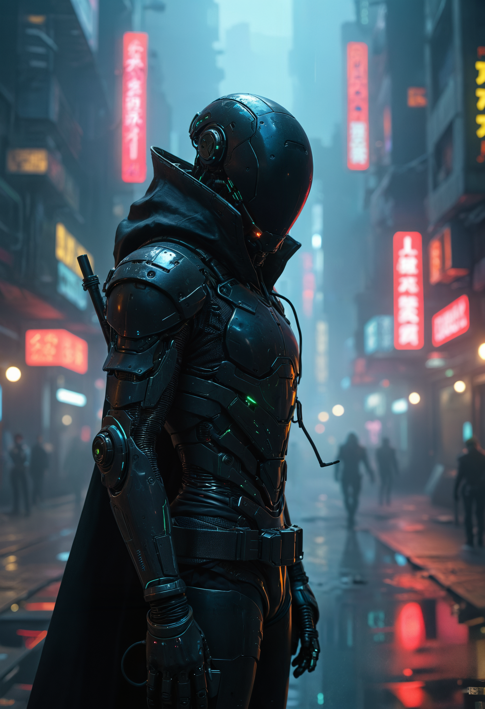 In the depths of a sprawling futuristic city, a rogue android assassin lurks in the shadows. It´s cybernetic enhancements gleam in the neon lights as it prepares to strike, it´s eyes scanning for it´s next target
<lora:add-detail-xl:0.5> <lora:xl_more_art-full_v1:0.5>