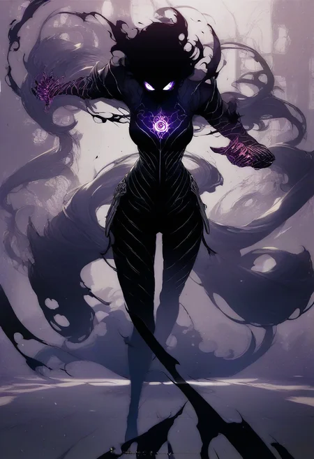 score_9, score_8_up, score_7_up, score_6_up, score_5_up, score_4_up, <lora:Shadow_Style_for_Pony:1> shadow person, female, black silhouette, action pose, assasin, source_anime, Illustration, official artwork, anime style, wallpaper, official art