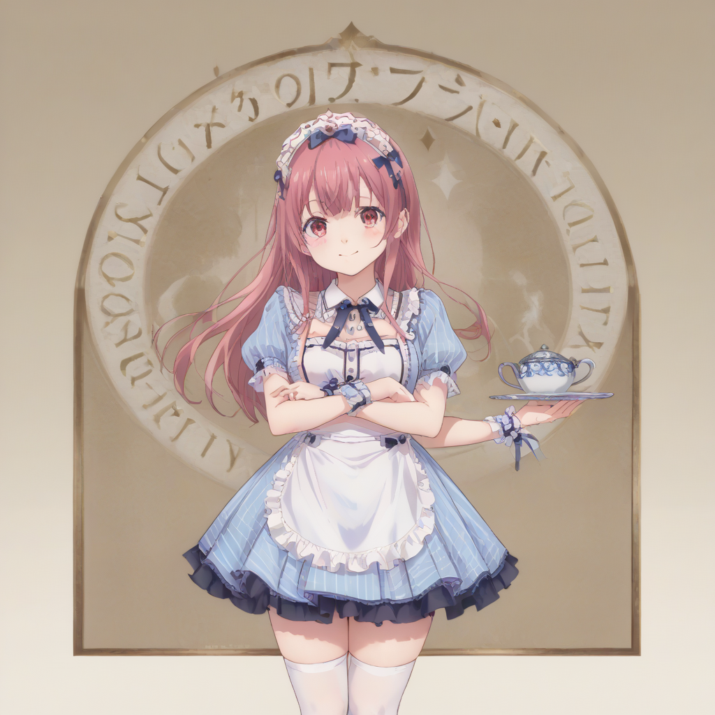 score_9, score_8_up, score_7_up, best quality, masterpiece, source_anime,zPDXL zPDXL_xxx BREAK,
1girl, solo, cafemaidalter, white thighhigh, mismagius
indoor, smile, happy <lora:cafe_terrace_maid:1> <lora:MeMaXL_V3:0.8> in restaurant, arms folded, conveying defensiveness, <lora:add-detail-xl:1> <lora:detail_eyes:0.5>