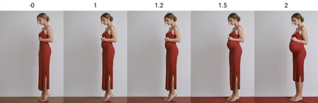 woman, standing, red dress, white background, (((1girl))), <lora:Pregnancy Slider_alpha1.0_rank4_noxattn_last:-0>,