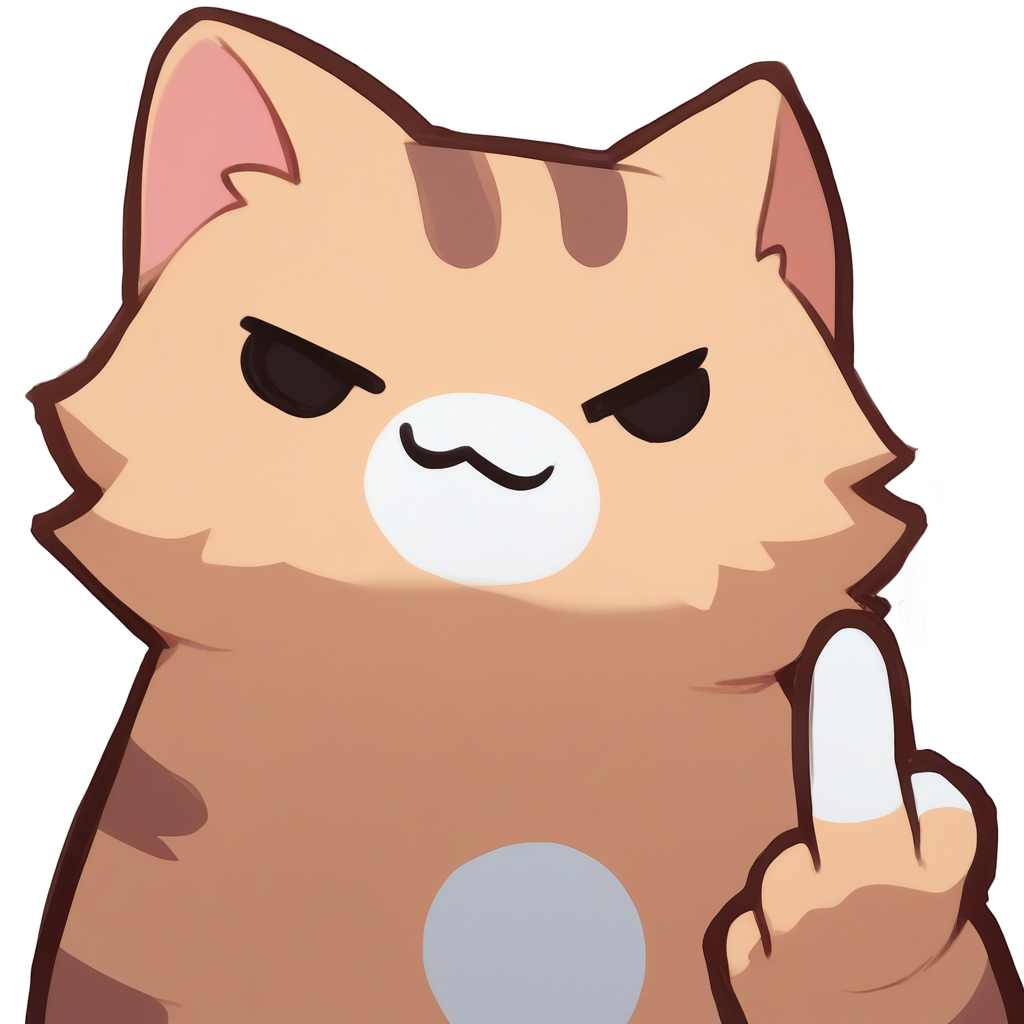 score_9, score_8_up, score_7_up, source_anime, simple background, white background, animal focus, solo, nekoemoji, cat, smirk, middle finger <lora:discord_nekonekonekone_ponyXL:1>