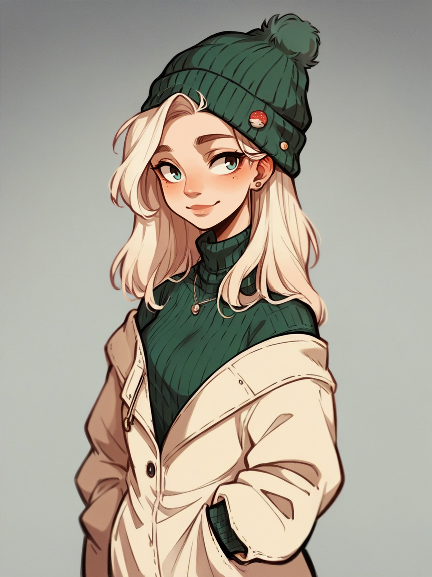 score_9, score_8_up, score_7_up, score_6_up, score_5_up, score_4_up,  <lora:l414XLP3:0.8> l414, 1girl, sweater, hat