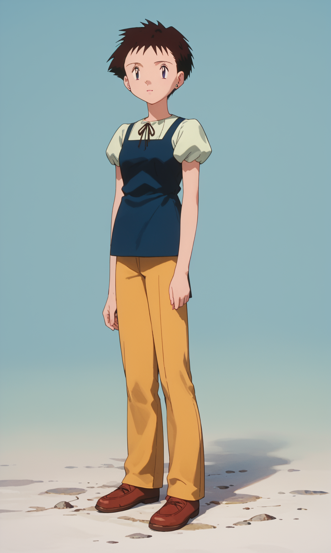 score_9, score_8_up, score_7_up, 1girl, solo, source_anime, pkmArielle, short hair, brown hair, solo, short  short sleeves,  brown eyes<lora:pkmArielle:1>simple background, white background, full body, standing,