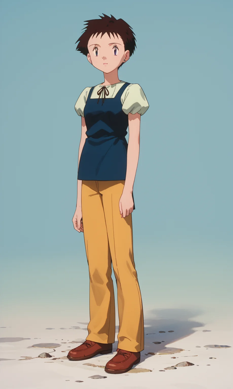 score_9, score_8_up, score_7_up, 1girl, solo, source_anime, pkmArielle, short hair, brown hair, solo, short short sleeves, brown eyes<lora:pkmArielle:1>simple background, white background, full body, standing,