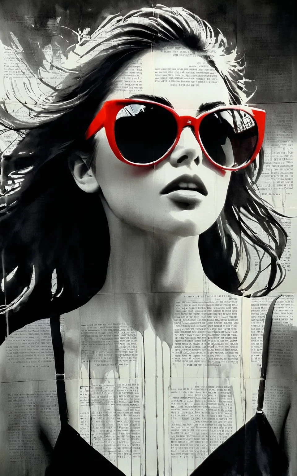 (by Loui Jover,traditional media, greyscale, monochrome, newspaper background:1.3),
an awe-inspiring portrayal of a beautiful girl.
Every line and brushstroke bursts with energy, showcasing the intricate details of the girl's beauty, adorned with striking shades of black and red.
The image, most likely a dynamic and captivating painting, captures the essence of attractive woman: its sexy look, allure, and undeniable presence.
With meticulous precision, the artist masterfully captures the girl's gaze and the intensity of its sex appeal, making this a mesmerizing and top-tier representation to behold.
sharp detail. mystical quality. the intricate textures adding a soft, ethereal glow to the image. an intense connection with the viewer.
<lora:LOUIJOVER#SXDL1.0#by Loui Jover#v2.00#-000006-rs.sv_fro.0.999-nr.0128:1>