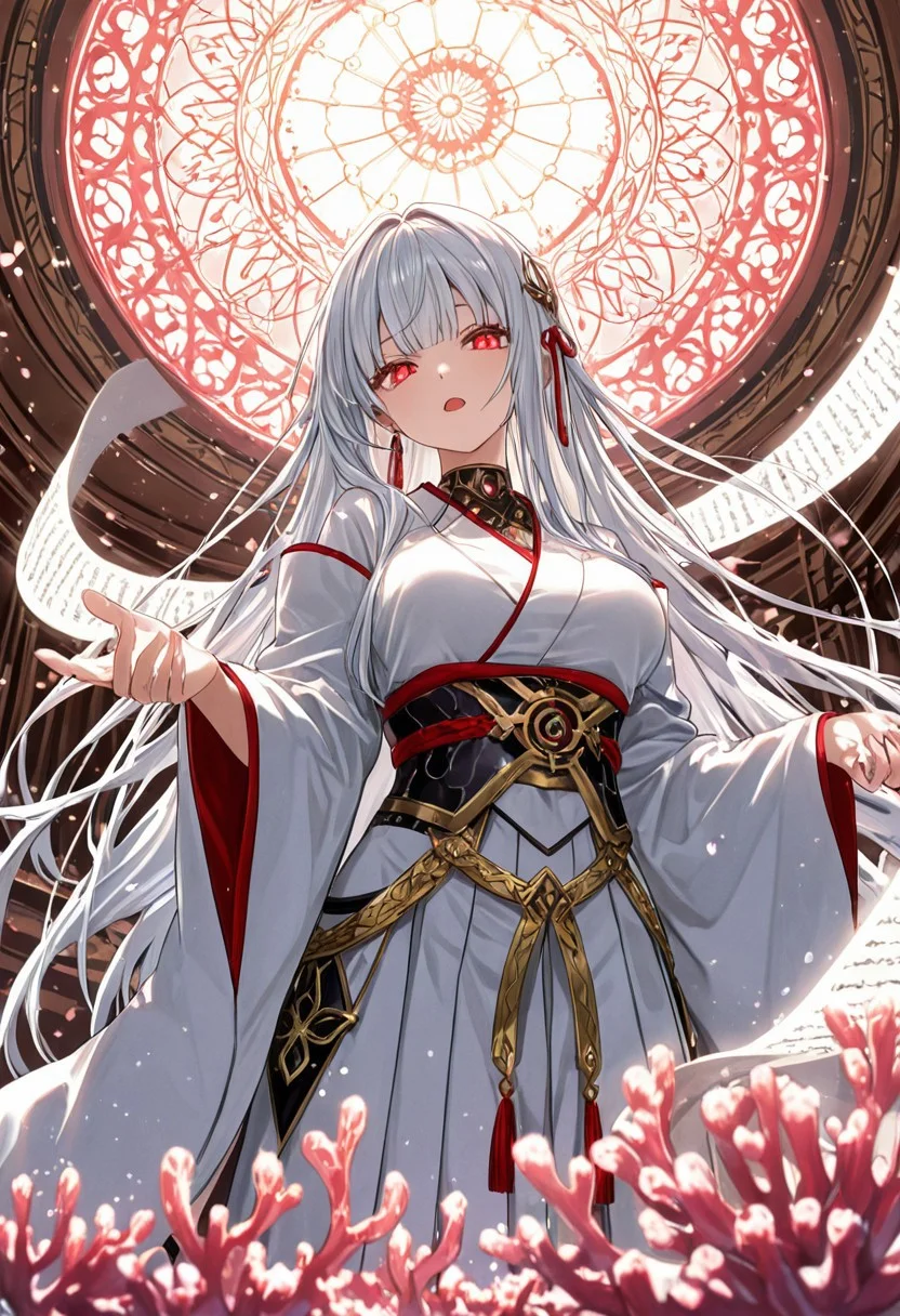score_9, score_8_up, score_7_up,
sharp focus, female focus, jewelry, , (masterpiece:1.2), (best quality:1.2), (very aesthetic:1.2), (absurdres:1.2), (detailed background),perfect anatomy ,closeup, breast, open mouth,
At the edge of a sunken coral library beneath turquoise waves, an anime scholar in flowing white hakama reads a floating scroll as schools of lanternfish illuminate ancient shelves,bright eyes, bright effects:1.1, contrasting colors,