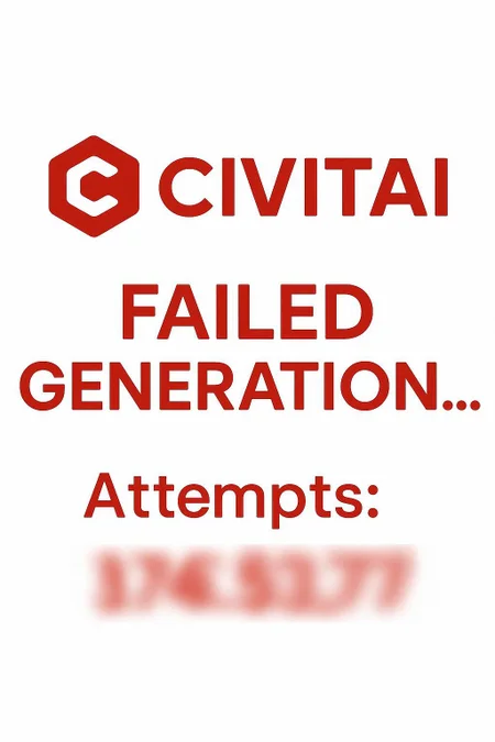 the civitai logo with red lettering message reading 'failed generation...' and a count of how many times. The numbers are blurred/censored.