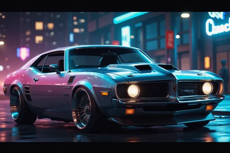 photo masterpiece, realitic, muscle car, tuned, impressive, 8bit,60s car