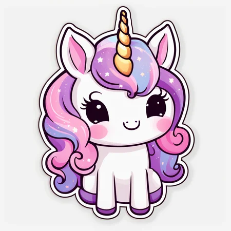 Kawaii unicorn, sticker, stickers, <lora:StickersRedmond:1>