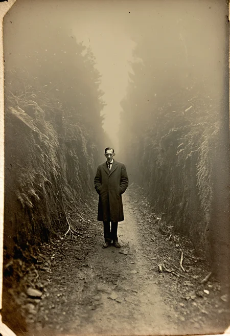 antique photo, eerie atmosphere, creepy, descent into madness, lovecraft horror,<lora:Antique_Photo:1>