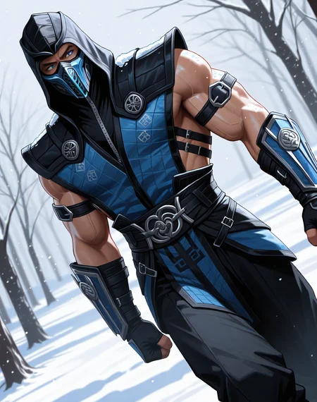 <lora:Sub_Zero_(Mortal_Kombat)_(Illustrious)_(AD):1> Sub Zero, muscular, Mortal Kombat,
dutch angle, exterior, winter landscape, snowstorm, ice,
male chest focus, gradient coloring, villain, leather ninja armor, ninja hood,
BREAK very awe, aesthetically pleasing, masterpiece, best quality, amazing quality, very aesthetic, perfect depth of field shot, in'ei,
Smooth Quality, lazympos, IllustQualXL_Pos,