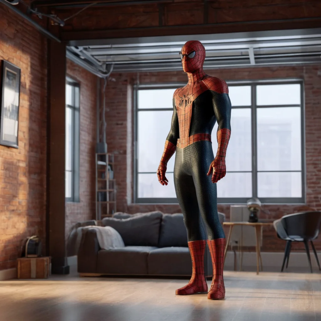 professional 3d model of <lora:Spider-Man:1.2>
Spider-Man a man in glasses standing in a room, octane render, highly detailed, volumetric, dramatic lighting