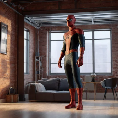 professional 3d model of <lora:Spider-Man:1.2>
Spider-Man a man in glasses standing in a room, octane render, highly detailed, volumetric, dramatic lighting
