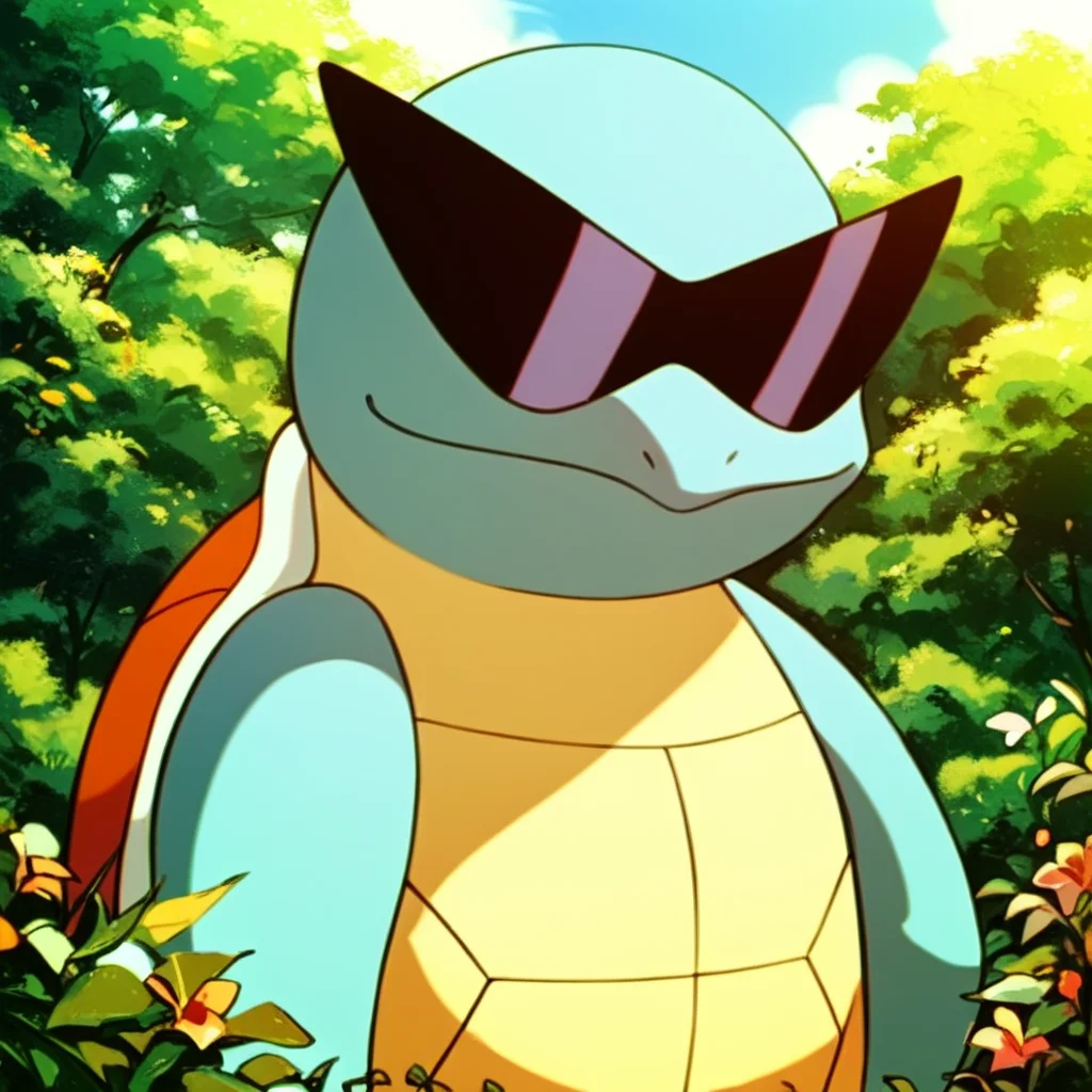 (score_9:0.9),score_8_up,score_7_up,anime style,rating_safe,(zPDXL),<lora:Squirtle ponyXL v3:0.95>,squirtle0007,solo,smile,outdoors,closed mouth,sky,tree,sunglasses,portrait,