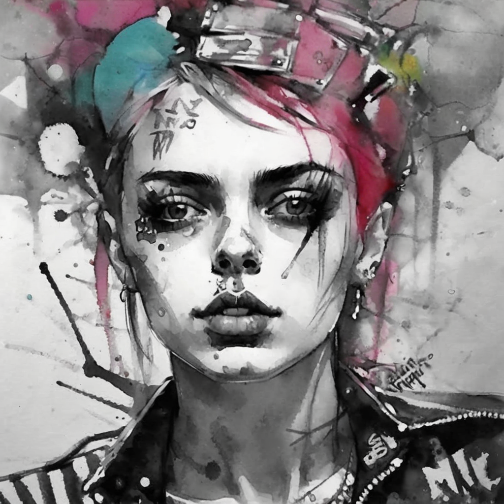 drawix22 punk girl, very detailed,  colorful<lora:drawix22:1>