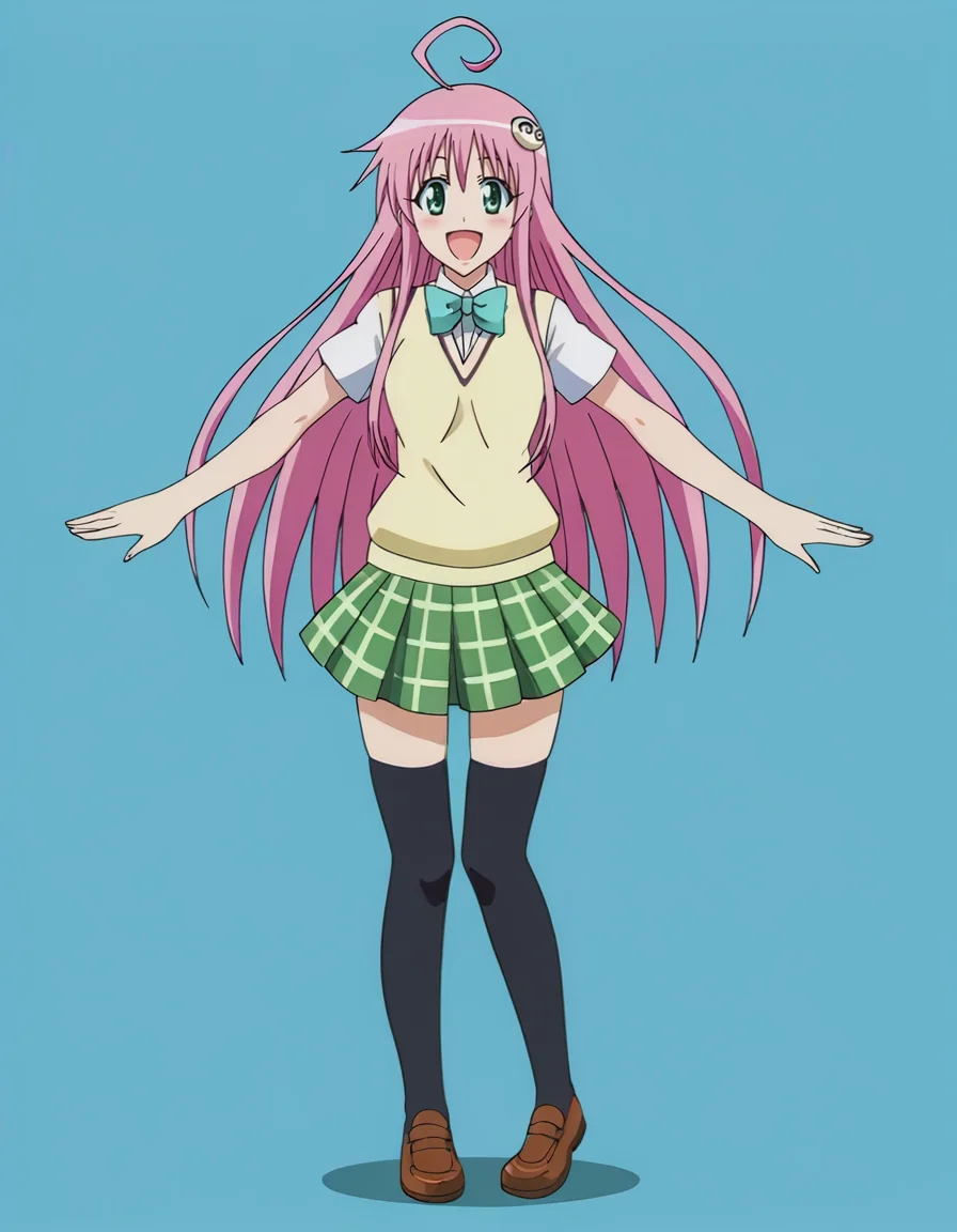 colorful, 1girl, solo, full body, standing, happy, <lora:Lala_Deviluke:0.8>, lala deviluke, Main Outfit,