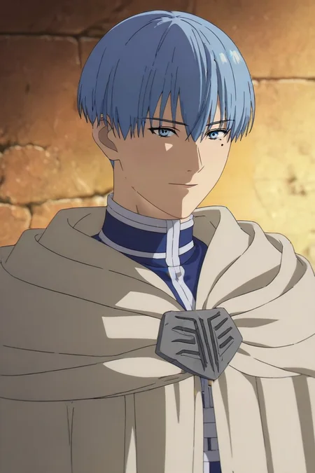 score_9, score_8_up, score_7_up, source_anime, (realistic:0.6), , upper body, depth of field, 1boy, solo, male focus, <lora:himmel_sousou_no_frieren_pony:0.82>, himmel_sousou_no_frieren, blue hair, blue eyes, short hair, mole under eye, , Atlantis: A lost city of great wisdom and power, now drowned beneath the sea, , <lora:sdxl_lightning_8step_lora:1>