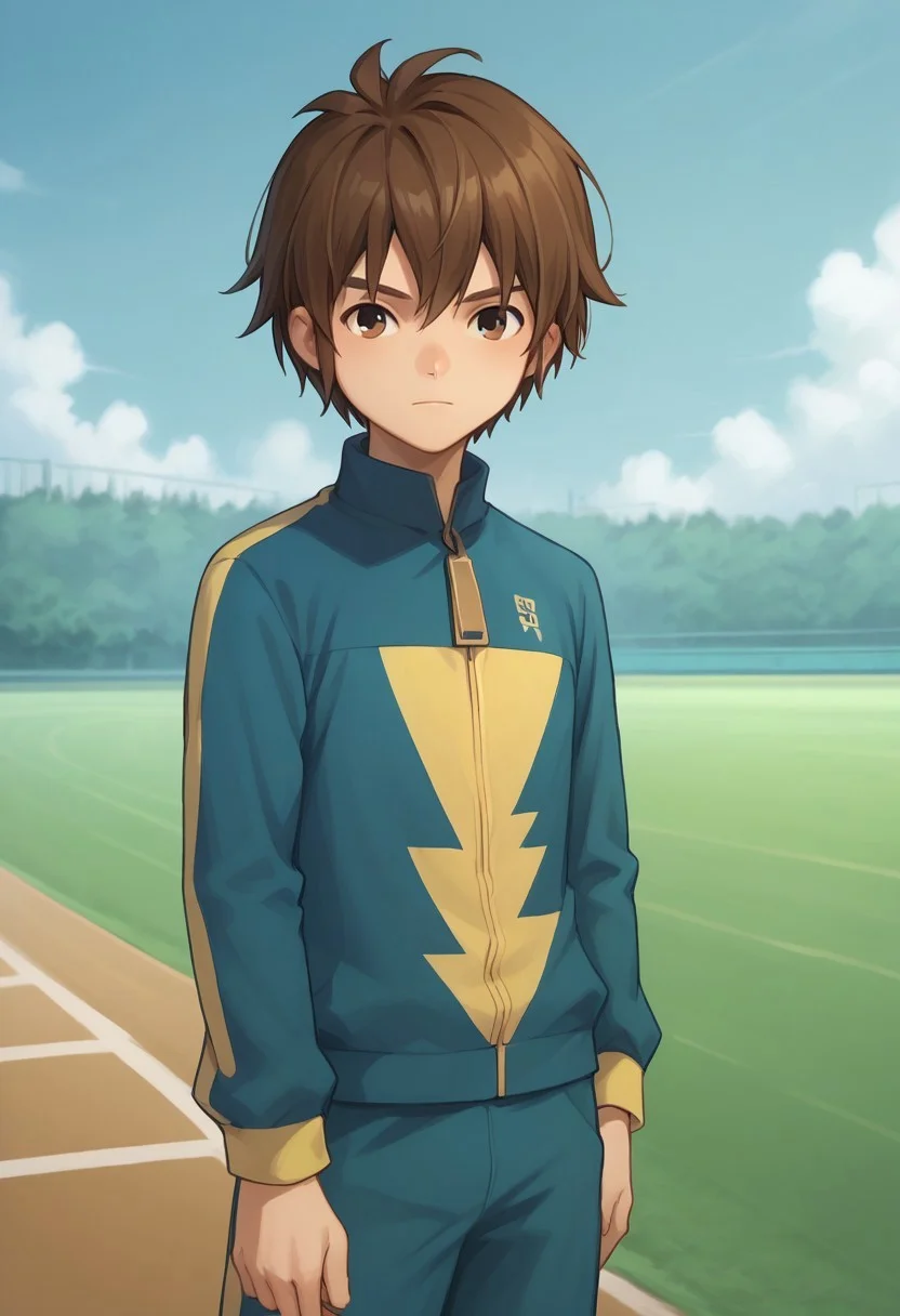 score_9, score_8_up, score_7_up, source_anime, highly detailed,
handa,
1boy, male focus, solo, brown hair, hair between eyes, brown eyes, sportwear, raimon, jacket, track jacket, track suit,
outdoor,