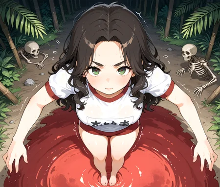 PonyScores7, source_anime, ah1, IllustriousQual, <lora:natsumi_style:0.5>, <lora:by_usakun-pony:0.4> by usakun, <lora:Akina_Bbw_Style_-_PonyXL:0.2> AkinBw
BREAK 1girl, (curly hair), long hair, (black hair:1.3), mature female, (parted hair:1.7), (round face:1.2), (thick eyebrows:1.3), (curvy), round-chin, (greenish brown eyes:1.4), (colorful eyes:1.3), (multicolored eyes:1.3), caucasian, (downturned eyes:1.4), (plump face), messy hair, <lora:Round_face:0.1>, <lora:ETO_OCPonyXL:0.5> eto_oc, skindentation, (plump:1.2), thick thighs, wide hips, busty, voluptuous, kinky curls, lips, <lora:venus body PonyXL:0.4>,  ((trembling with fear), (accidentally breaking something valuable), (Barren Wasteland, Endless stretches of red sand dunes under a harsh, glaring sun, skeletal remains of ancient structures half-buried, sparse clusters of thorny plants struggling to survive, a solitary rocky outcrop offering the only shade, whispering winds carrying fine dust)), looking at viewer, ((Fern plant Gym Uniform))
BREAK <lora:xl_more_art-full_v1:0.2>, <lora:shinyskin2:0.2> glistening skin, <lora:aesthetic_anime_v1s:0.2>, <lora:Expressive_H:0.2> Expressiveh, <lora:hairdetailpxl:0.2> hairdetailpxl, <lora:EpicF4nta5yXL:0.2>, <lora:detailxl:0.2> detailxl, <lora:Fant5yP0ny:0.2>, best quality, amazing quality, best aesthetic, absurdres, <lora:expressive eyes:0.2> expressive eyes, <lora:eyedetailpxl:0.2> eyedetailpxl, illustration, Volumetric_Lighting, ultra-detailed, very aesthetic, intricate details, 8k, masterpiece, best_quality 
BREAK (Low angle view Extreme Close shot, focus on feet), (zoom out:1.5)
BREAK <lora:Eyes_High_Definition:0.3> EyesHD, Stable_Yogis_PDXL_Positives, AS-Adult, <lora:Complicated fantasy portrait - XL Pony V2.0:0.4>, bad-hands-5, <lora:HDA_Detailer:0.2>, HDA_FatGirlXL,