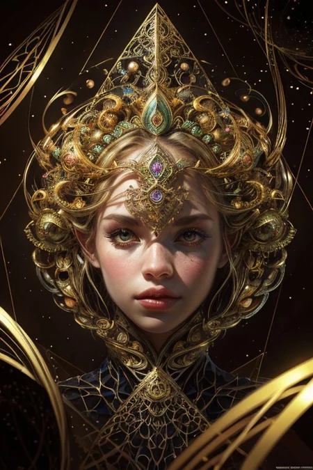 (((1girl))),(geometric abstract background:1.4), esoteric, depth of field (zentangle, mandala, tangle, entangle) (photorealistic:1.4), official art, unity 8k wallpaper, ultra detailed, beautiful and aesthetic, masterpiece,best quality, (dynamic angle:1.4), glowing skin, (floating colorful sparkles:1) the most beautiful form of chaos, elegant, a brutalist designed, vivid colours, romanticism,back to camera,